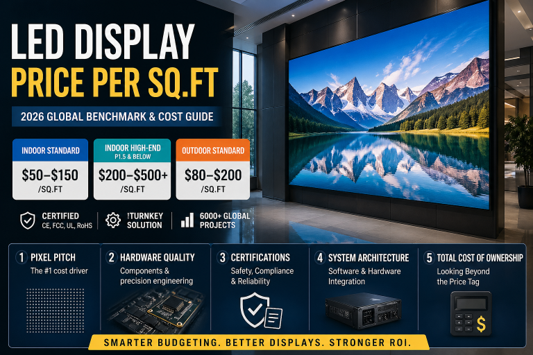 평방피트당 LED 벽 비용